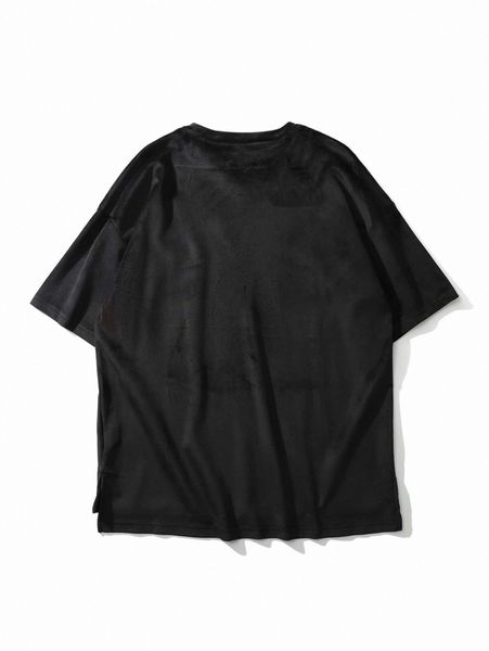 

men letter embroidery velvet tee y38e#, White;black