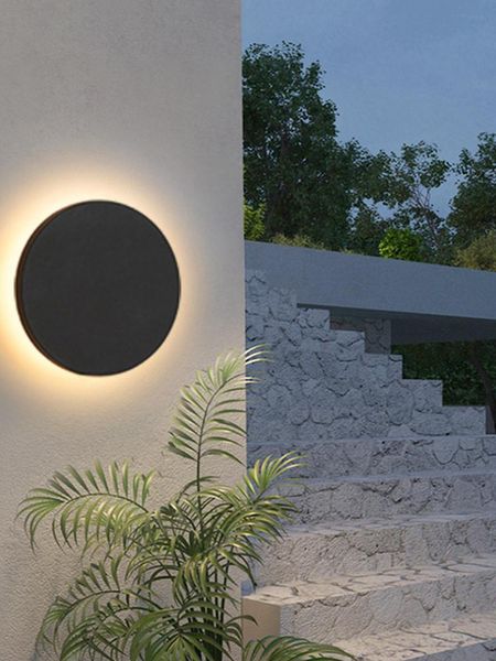 

wall lamp modern waterproof outdoor led aluminum round squar light garden porch sconce 96v 220v luminaire