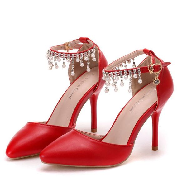 

wedding shoes rhinestonestassel pearl sandals bridal elegant ankle strap pumps 1 rmw5, Black