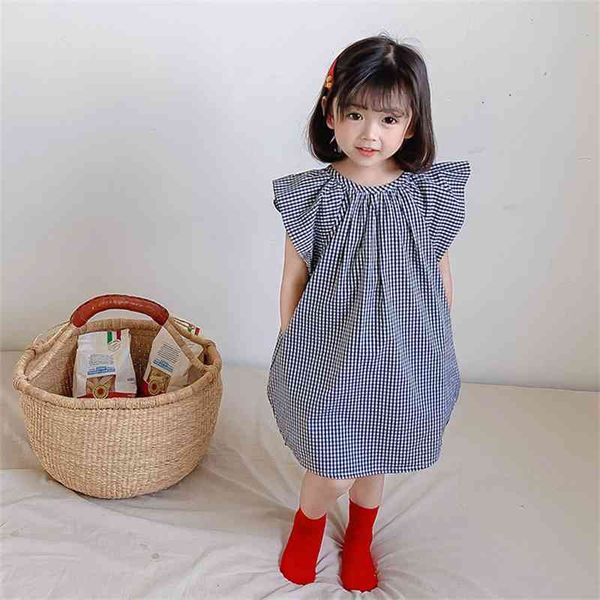 

summer arrival girls fashion plaid dress kids cotton 210528, Red;yellow