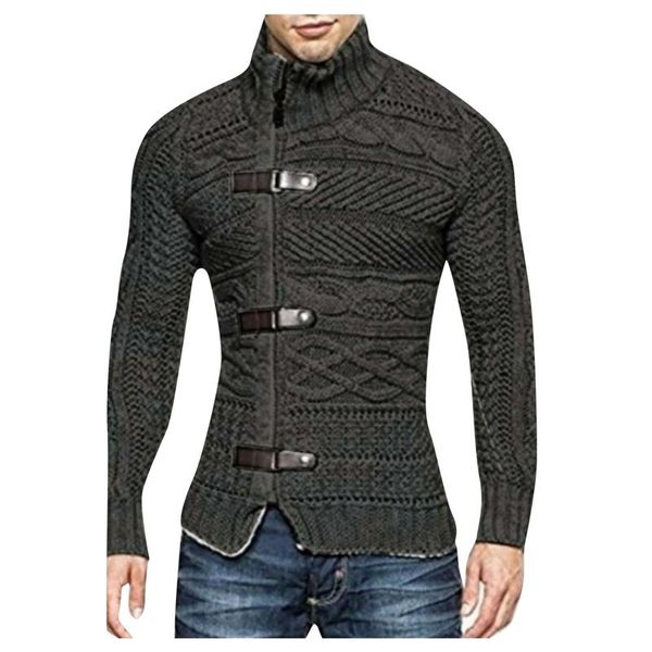 

men's sweaters men casual cardigan sweater autumn and winter turtleneck long sleeve button up pullover solid slim-fit blouse d926#, White;black