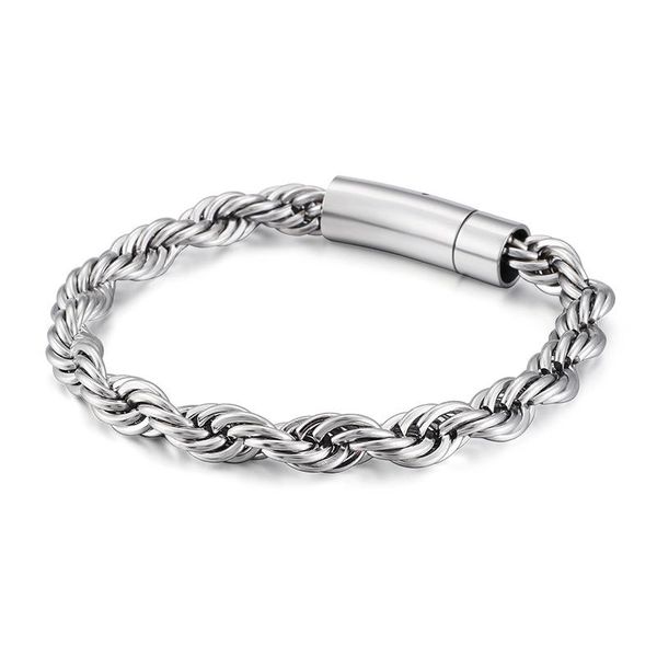 

link, chain europe and the united states trend personality men's twist stainless steel bracelet fashion titanium, Black