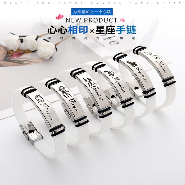 

link, chain yunao jewelry twelve constellation couple bracelet men's and women's personality versatile daily hand, Black
