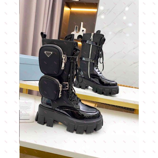 

luxury women's boots double purse accessories black leather tactical martin thigh-length boot designer fashion classic shoes