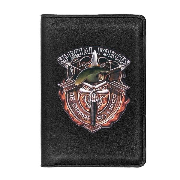 

card holders personality special forces skull passport cover classic leather men women id travel holder wallet, Brown;gray