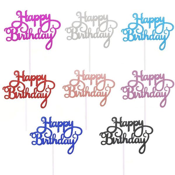 

other festive & party supplies 10pcs gittler happy birthday cake er bling sparkle decoration sign kids dessert decor