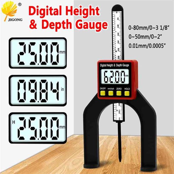 Calibre de altura da altura do calibre de profundidade de Digitas com pés magnéticos para as mesas do roteador Ferramentas de medição de madeira 210922