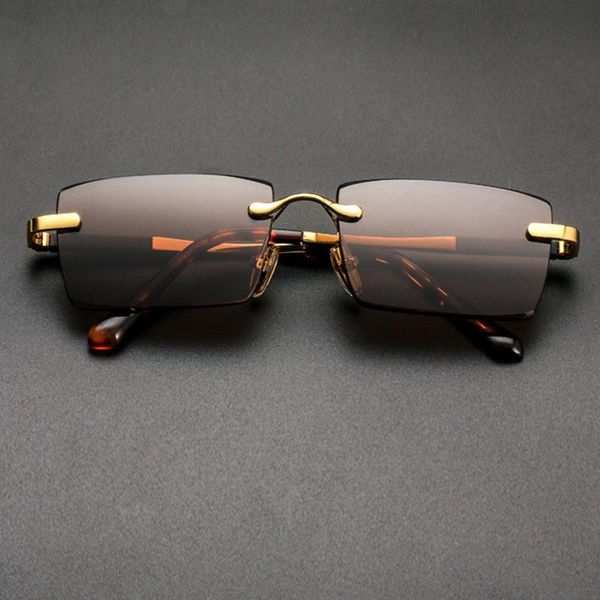

outdoor eyewear natural crystal stone lens sun glasses man luxury rimless glass sunglasses woman vintage acetate frame quality