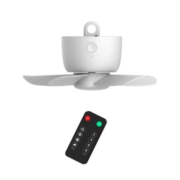 

rechargeable remote control timing 4 gears ceiling fan cooling hanging for tent bed camping outdoor home 8000mah large electric fans