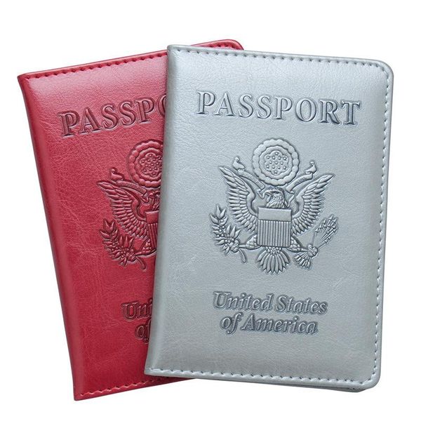 

card holders 1pc travel sim passport cover women men usa pu leather air tickets folder id portable vintage document wallet case, Brown;gray