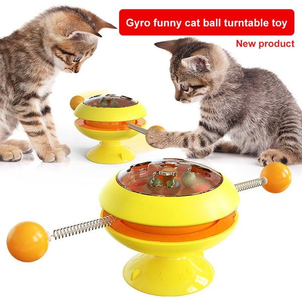 

turntable cat bite toys multi-functional indoor interactive toy spring teaser with funny sticks turntables catnip