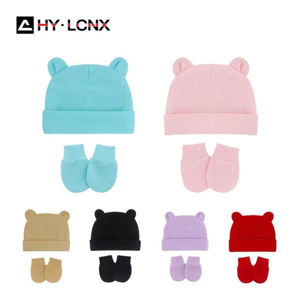 

spring autumn korean cute baby ear decoration cotton hat gloves boys and girls double-layer warm outdoor sports suit caps & hats, Yellow