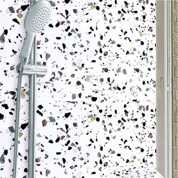Banheiro Cozinha WC adesivos adesivos à prova d 'água Auto-adesivo Papel de Parede Ground antiderrapante Tileses de espessura e resistente ao desgaste 210722