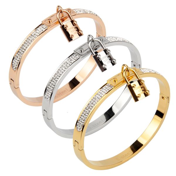 

ring dilemma gold plated titanium steel bracelet jewelry gift hanging small lock accessories 316l stainless, Silver