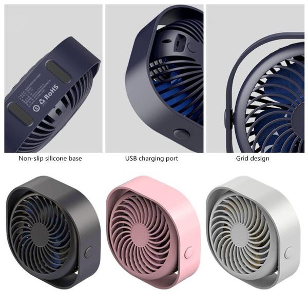 

electric fans portable mini table handheld 3 speed usb 360°rotatable soft blade low noise y5lf