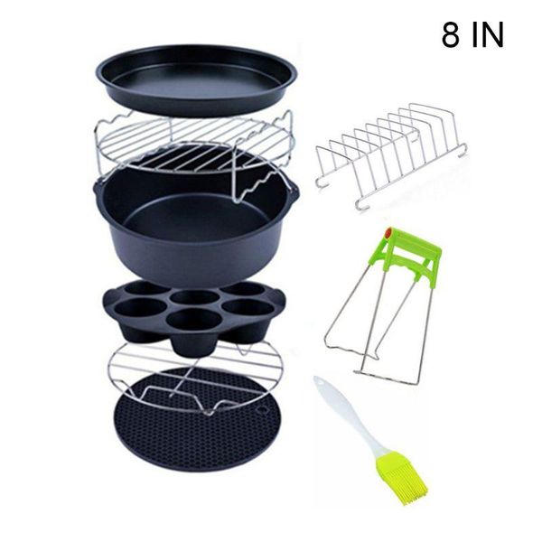 

smart electric toothbrush 9pcs/set 6/7/8 inches air fryer accessories kitchen pizza tray grill toast rack c1ff