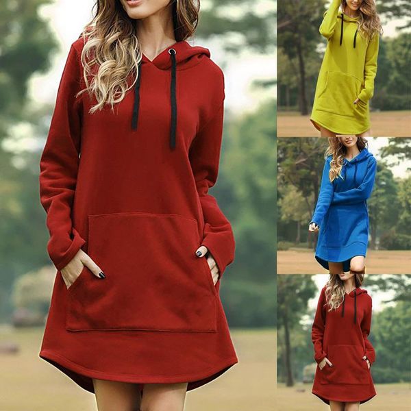 

women's hoodies & sweatshirts harajuku women fall/winter selling style casual solid color hooded pocket sweate sudaderas con capucha, Black