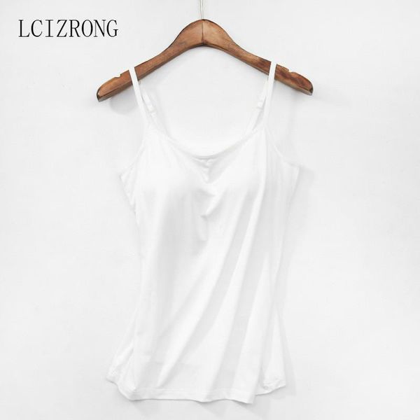

women's tanks & camis solid bra padded camisole women 6 colors plus size modal tank adjustable strap cami black white