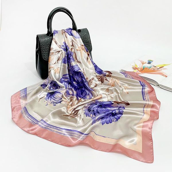 

scarves fashion women neck scarf shawl wrap foulard female headband pashmina neckerchief printed spring bandana 2021, Blue;gray