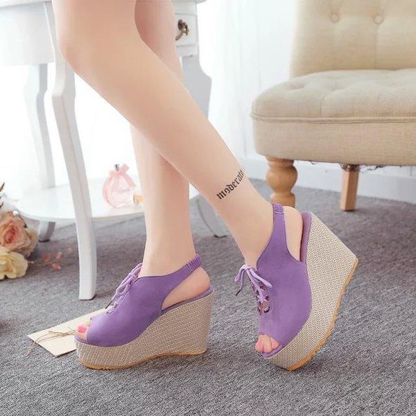 

dress shoes peep toe summer gladiator sandals women wedges high ankle strap rome front rear bohemian, Black