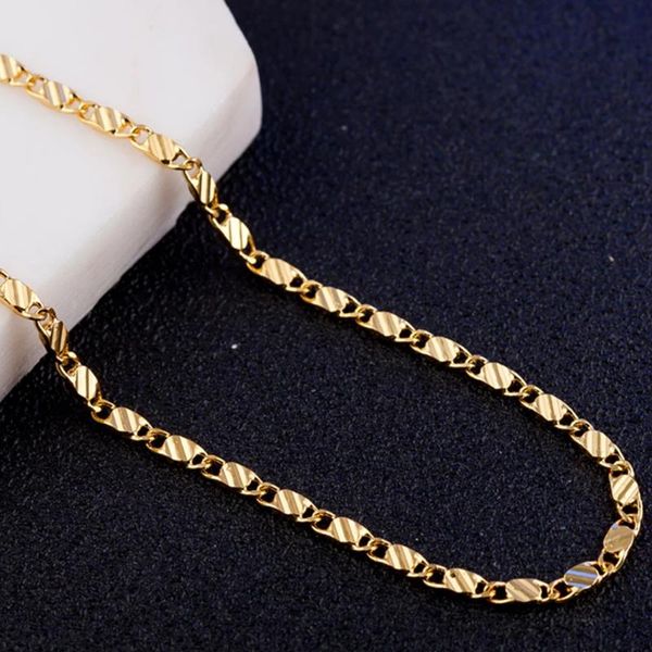

chains luxury 18k gold 16-24 inches 2mm flat clavicle necklaces for men women fashion party wedding jewelry christmas gifts, Silver