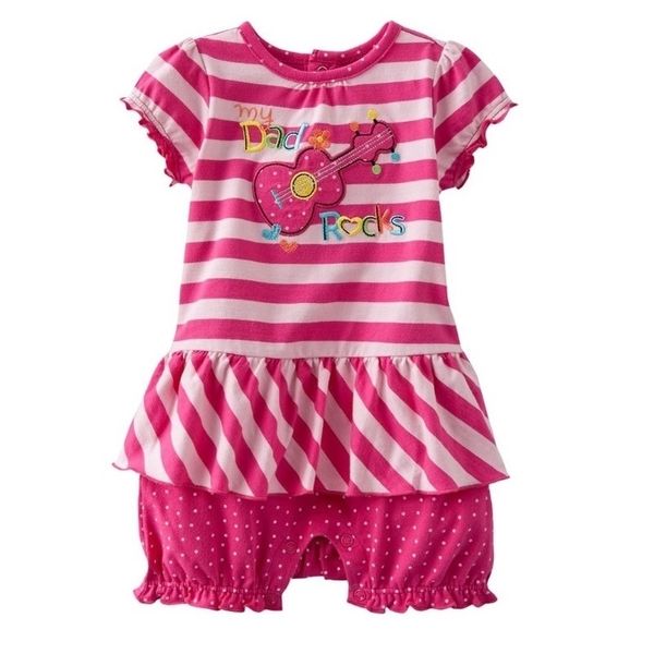 

pink stripe baby girls romper newborn jumpsuit rock guitar fashion baby girl clothes costume rompers 210413, Blue