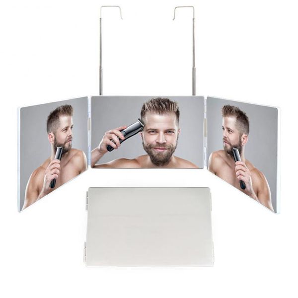 

mirrors 3 way mirror trifold makeup foldable 360 degree bathroom rear view height self cutting styling shaving cosmetic shower