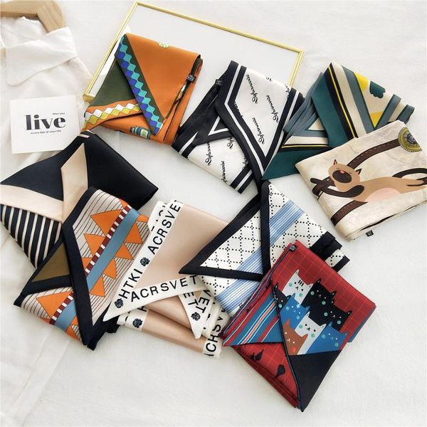 

scarves the silk scarf small long striped women decorated thin narrow ribbon with a suit autumn and winter model, Blue;gray