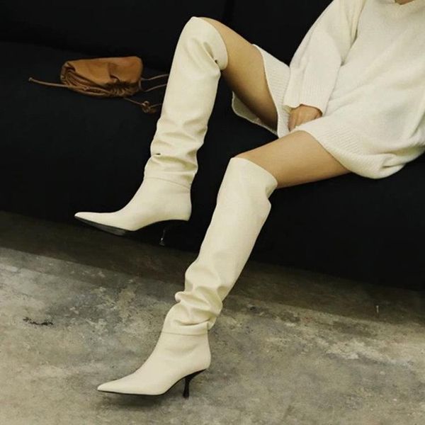 

style slim heel high special-shaped knee boots tube fashion large women's size 45, Black