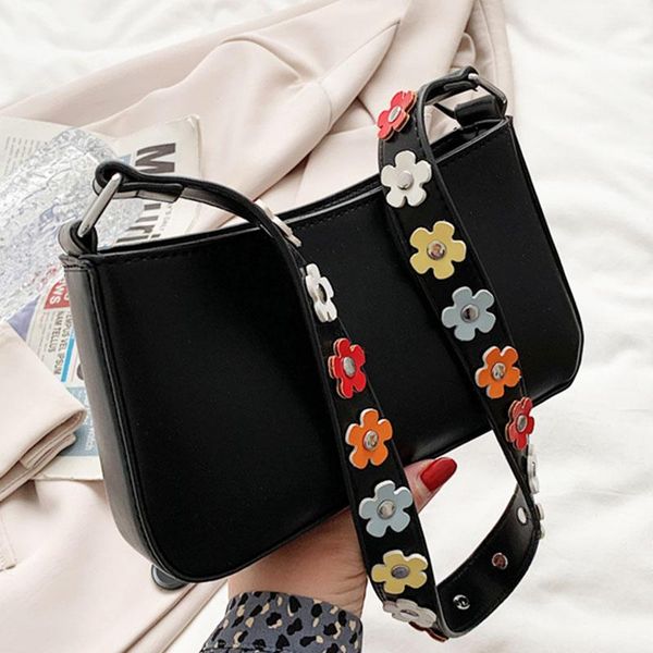 

women crossbody bag summer flowers strap shoulder vintage armpit purse 2021 zip satchel solid color handbags bags