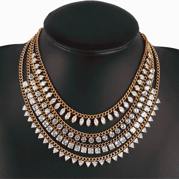 

chains punk stainless steel necklace for women chain pearl pendant choker necklaces round zircon jewelry, Silver