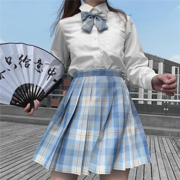 

clothing sets ice cream brand uniforms in jk uniform lattice skirt suit pavilion original genuine skirts pleated students school, White