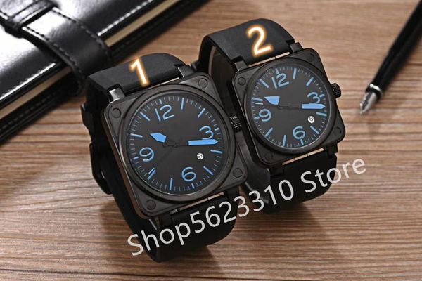 

wristwatches luxury men women multicolor limited edition sport watch stainless steel black rubber strap big square dial 46mm 40mm quartz dat, Slivery;brown
