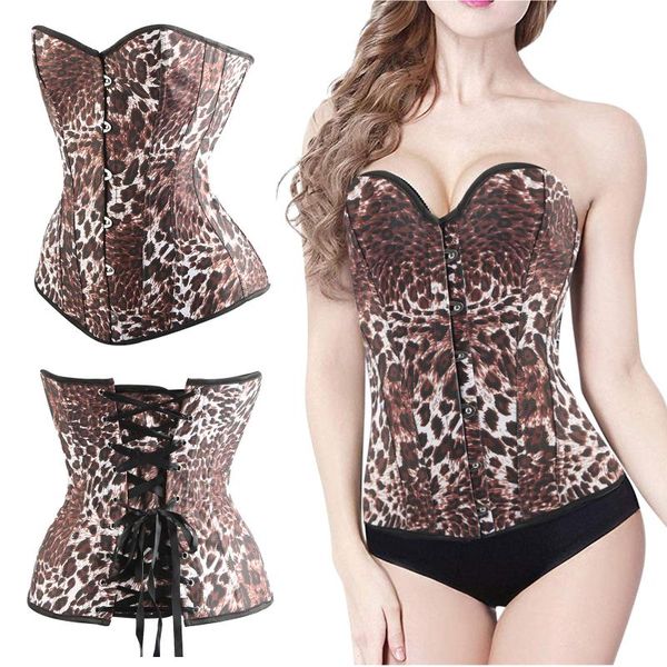 

bustier corset women for slimming plus size leopard print boned corsets shapewear outfit underwear mujer women's shapers, Black;white