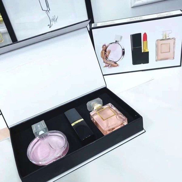 

brand makeup set collection matte lipstick 15ml perfume 3 in 1 cosmetic kit with gift box for women lady gifts perfumes delivery