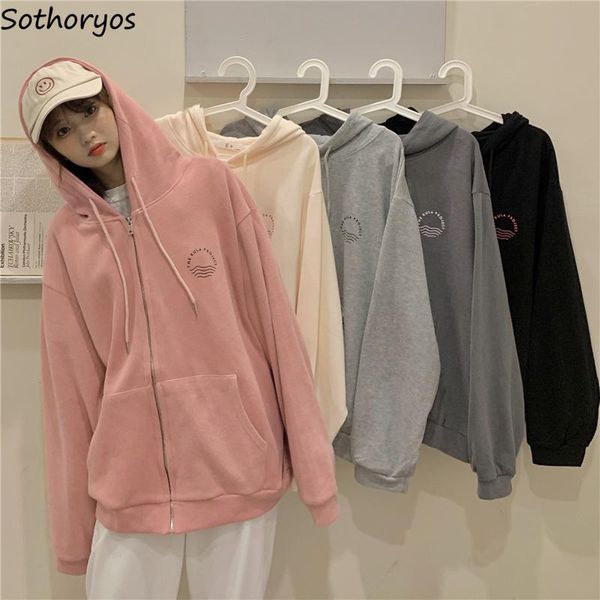 

women's jackets hooded basic women oversize couples front pockets simple loose long sleeve outerwear female casual all-match chic coats, Black;brown