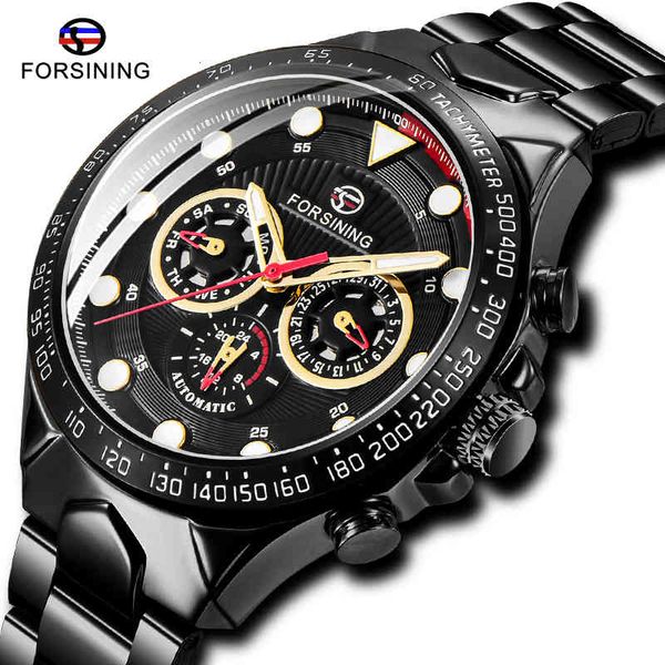

fashion research men watches automatic mechanical men chronograph calendar waterproof polshorlogie relogio masculino, Slivery;brown