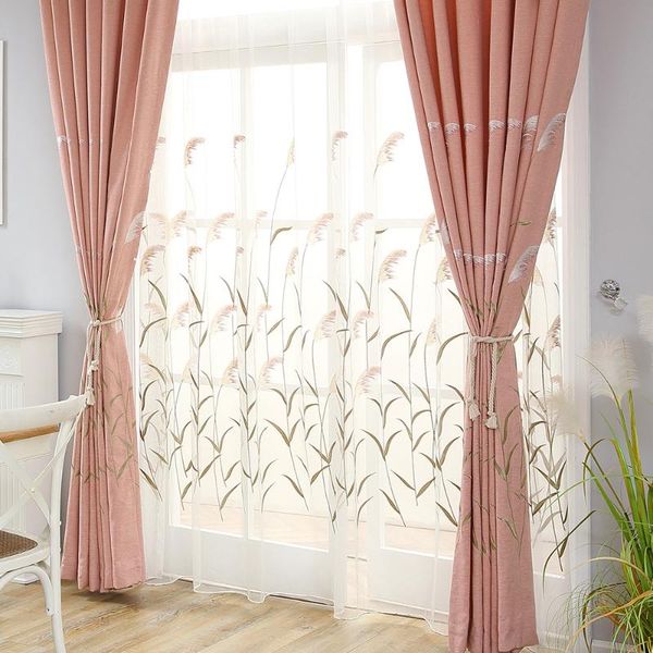 

curtain & drapes european-style embroidered ecological linen nordic blackout curtains for living room and bedroom balcony