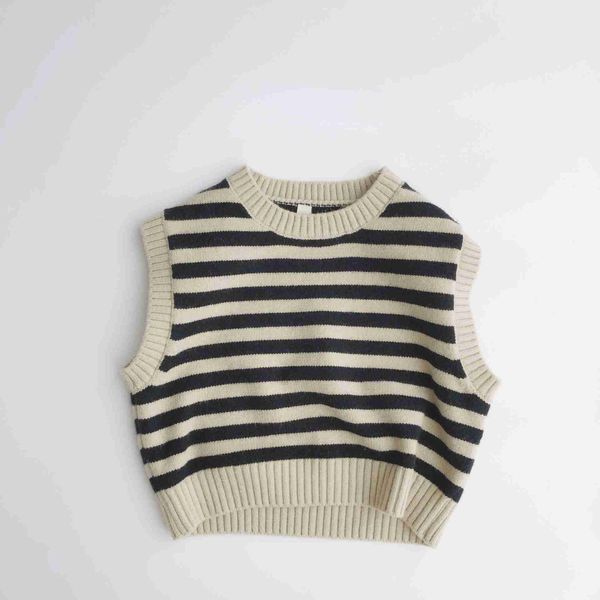 

autumn and winter korean children'striped vest art pullover for boys and girls new striped round neck cotton vest kids outwear y1024, Blue
