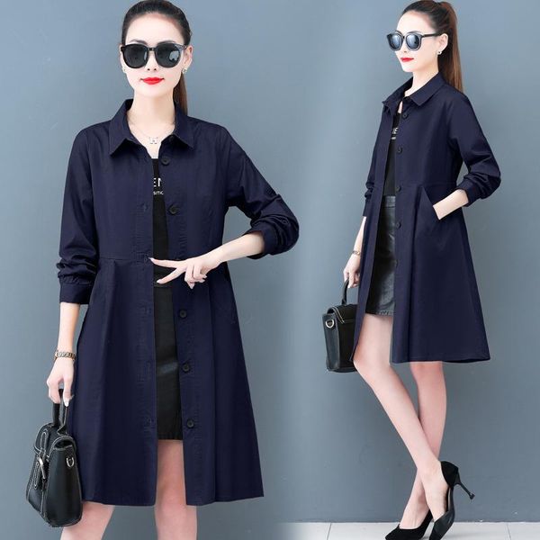 

women's trench coats windbreaker middle long british style jacket spring and autumn 2021 loose korean fashion casual top, Tan;black