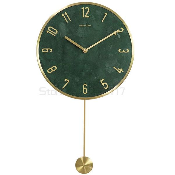 

wall clocks marble swing clock light luxury dali metal frame with natural