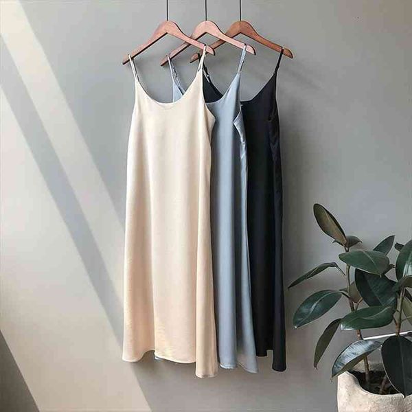 

spring summer tank casual satin womens dress camisole elastic home beach dresses v neck camis, Black;gray