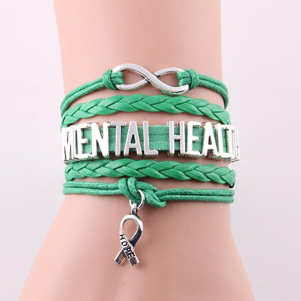 Charme pulseiras pouco minglou infinito amor esperança saúde mental pulseira consciência homens pulseiras para mulheres jóias195r