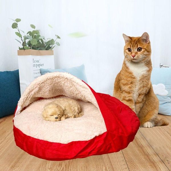 

cat beds & furniture dog pet bed kennel round winter warm house sleeping bag long plush super soft puppy cushion mat supplies