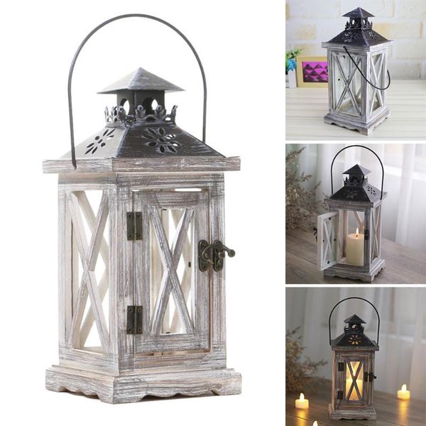 

candle holders decorative lantern wooden rustic european style holder for table mantle wall hanging display party decor