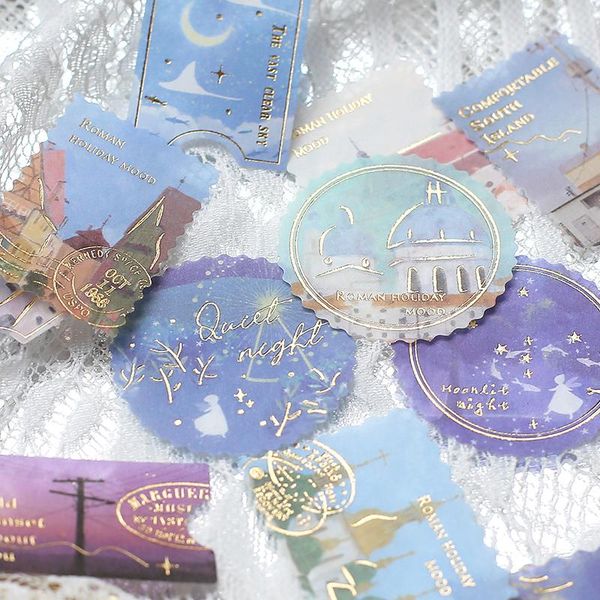 

gift wrap 45pcs/pack bronzing stamp stickers package diy diary decoration label sticker scrapbooking material craft supplies