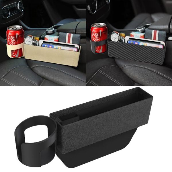 

car organizer seat crevice storage box slot multi-function foldable quilted cup holder interior accessories