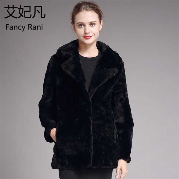 

sheepskin genuine fur coat for women winter thick warm natural wool female outwear black sheep sheared long jacket 211220