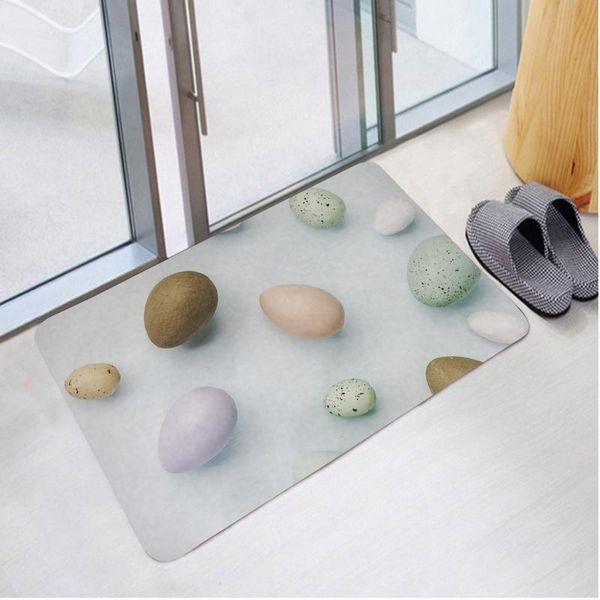 

carpets 40 * 60cm carpet happy easter eggs bathroom kitchen water absorption flannel non-slip decorative door mat for home