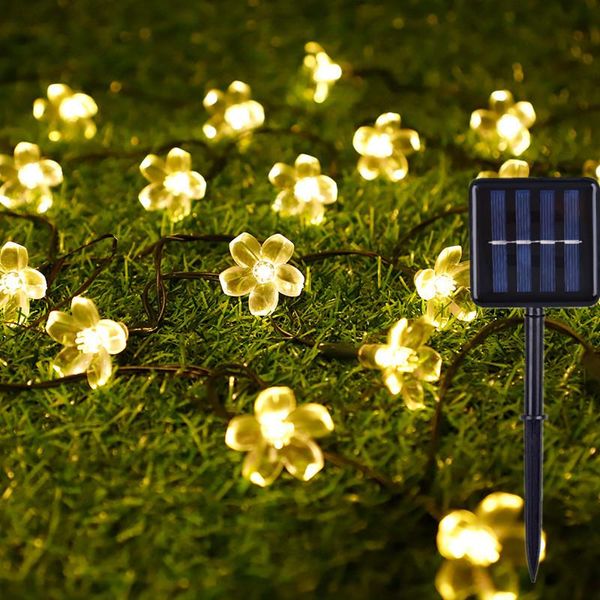

strings solar garlands led string fairy lights 5m 7m 12m 22m peach blossom flower lamp 6v garden christmas party decor for outdoor
